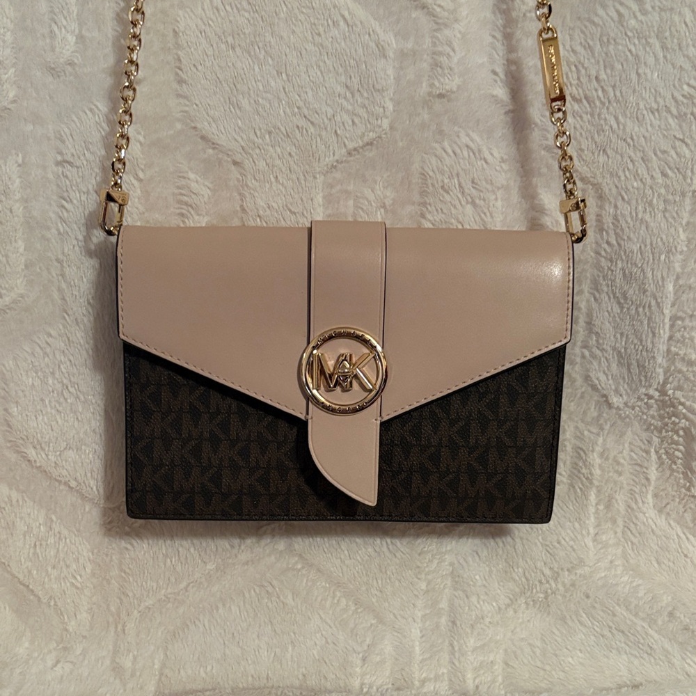 Michael Kors Cream and Brown Crossbody Bag
